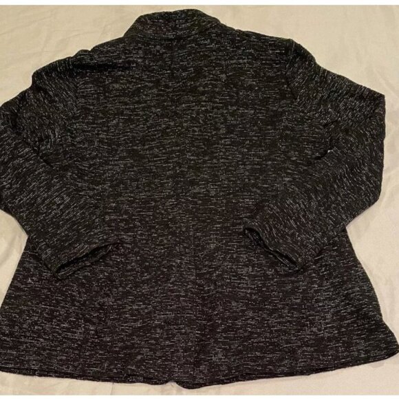 Eileen Fisher Black White One Button Front Blazer Jacket Womens L Organic Cotton - Picture 2 of 6